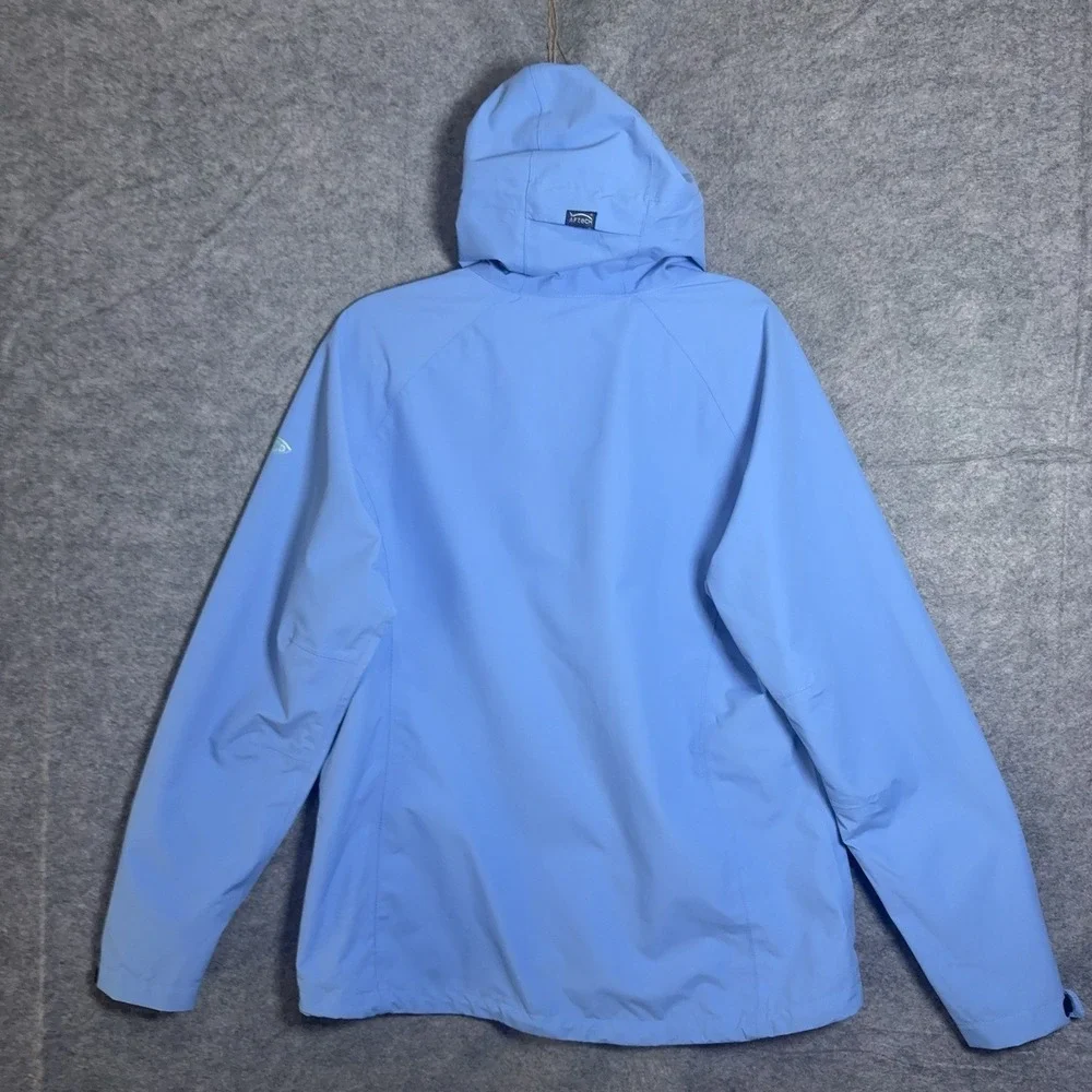 AFTCO Venus Waterproof Hooded Jacket Womens‎ Sz L Blue Ripstop Nylon - SEE LOGO